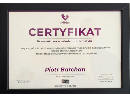 Kwalifikacje podologa Piotra Barchana-7
